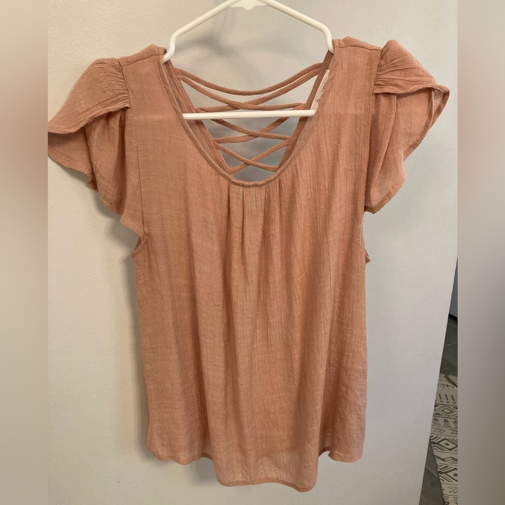 Active USA pink short sleeve blouse size large
